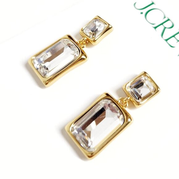 NWT J.CREW Faceted gemstone drop earrings Crystal - Picture 2 of 6